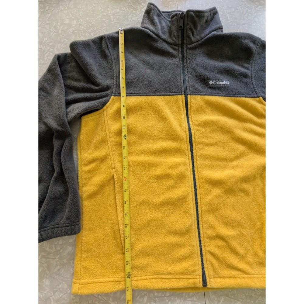 Columbia Mens M Fleece Jacket Full Zip Colorblock Grey Yellow - Picture 4 of 5